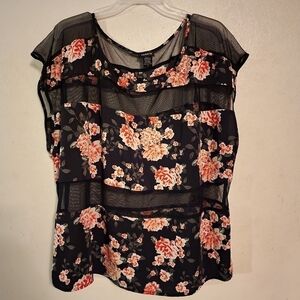 💕5 For $20 Torrid Floral Mesh Panel Top Size 2X- Sunny Bloom